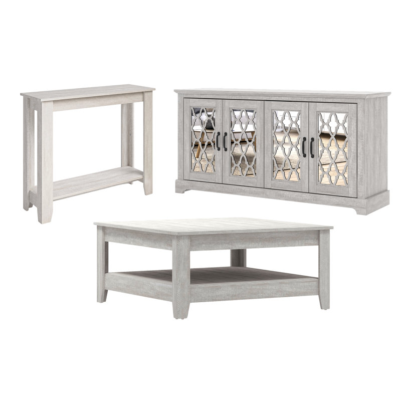 Wooler Transitional Living Room 3-Piece Furniture Set, Dusty Gray Oak