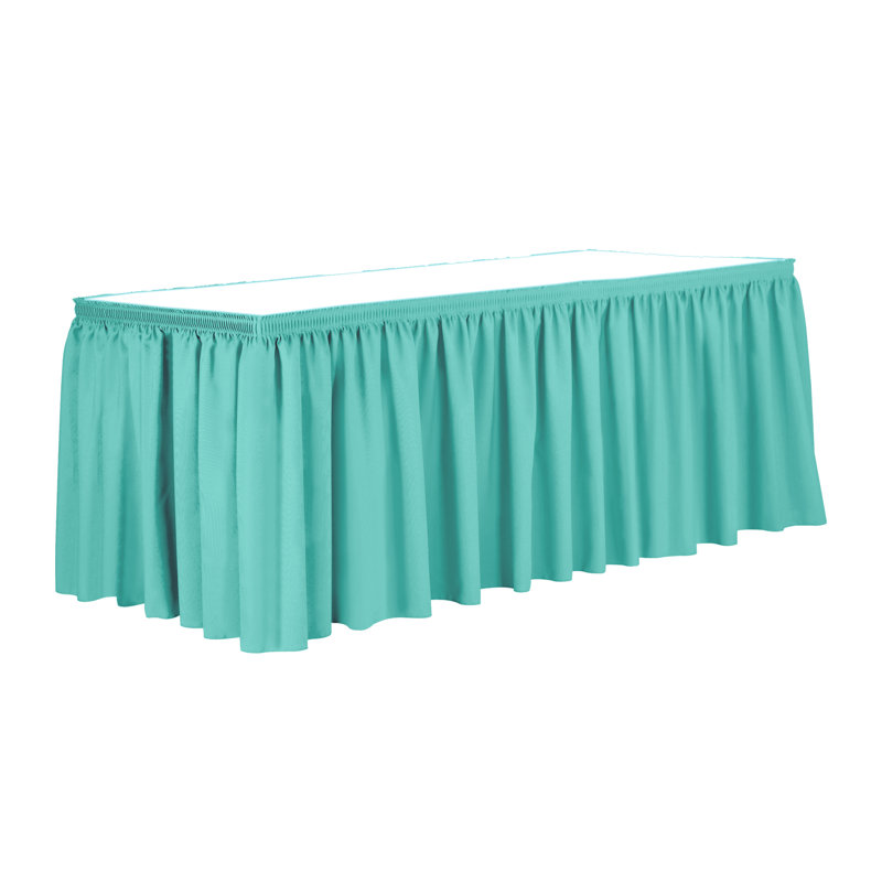 Ultimate Textile 7 Ft. Shirred Pleat Polyester Table Skirt - 42" Bar Height, Cobalt Blue, Caribbean, 36" L x 84 " D