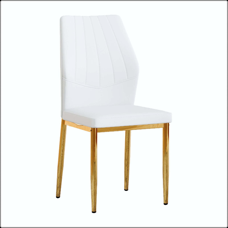 Chaise de salle à manger en polyuréthane doré et blanc - ensemble de 6, 6, White, Doré