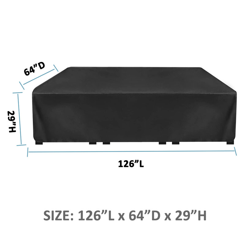 Housse imperméable pour meubles de patio, H 29 po x l 126 po x P 64 po