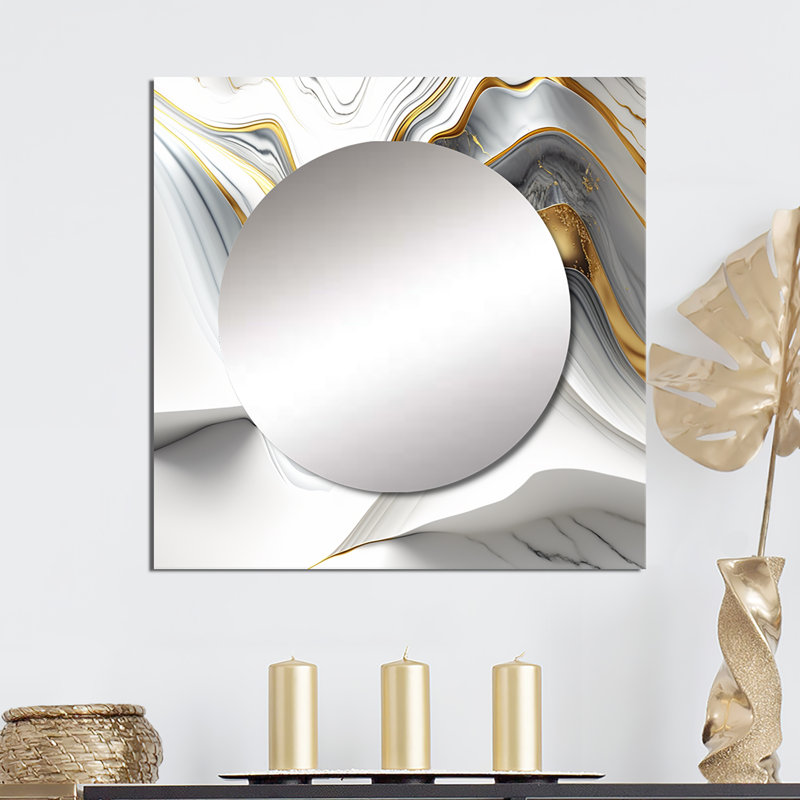 Milvi - Miroir carré abstrait pour décoration murale, 23 po x 23 po