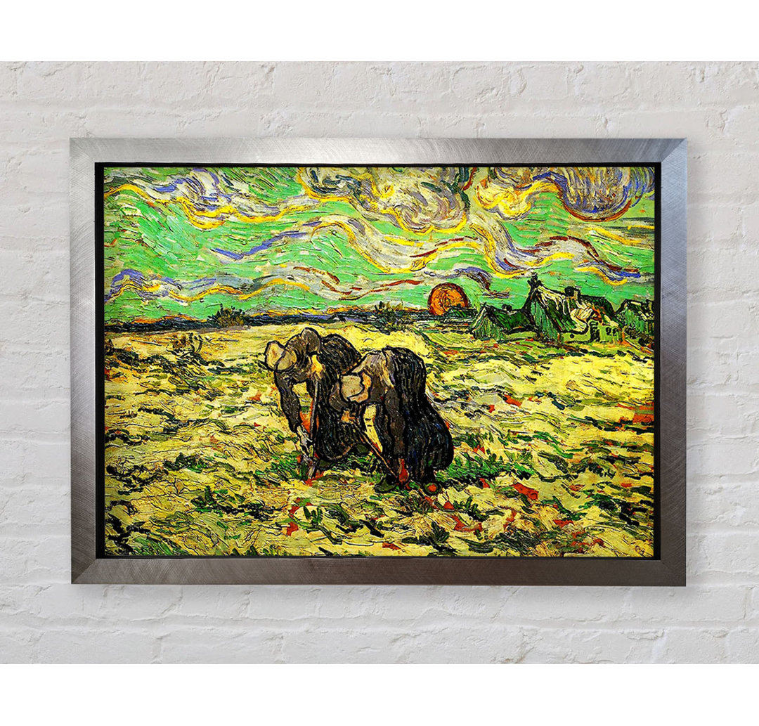 Van Gogh Zwei Bäuerinnen graben im Feld mit Schnee - Einzelbildrahmen Kunstdrucke