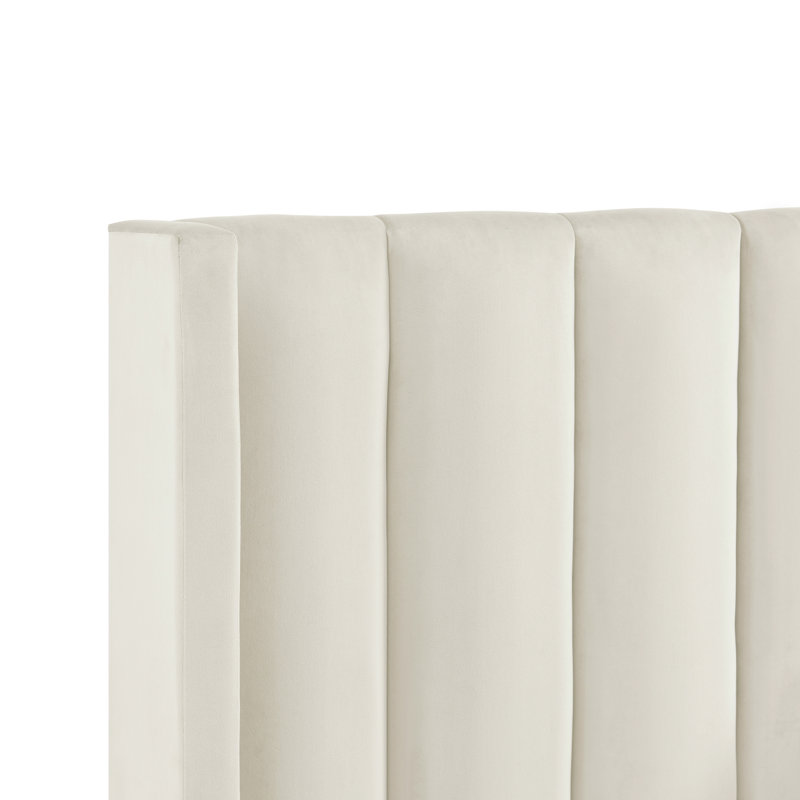 Lit plateforme Lomax, Simple TG, Velours blanc crème