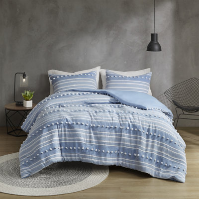 Rowan Striped Clipped Jacquard Duvet Cover Set