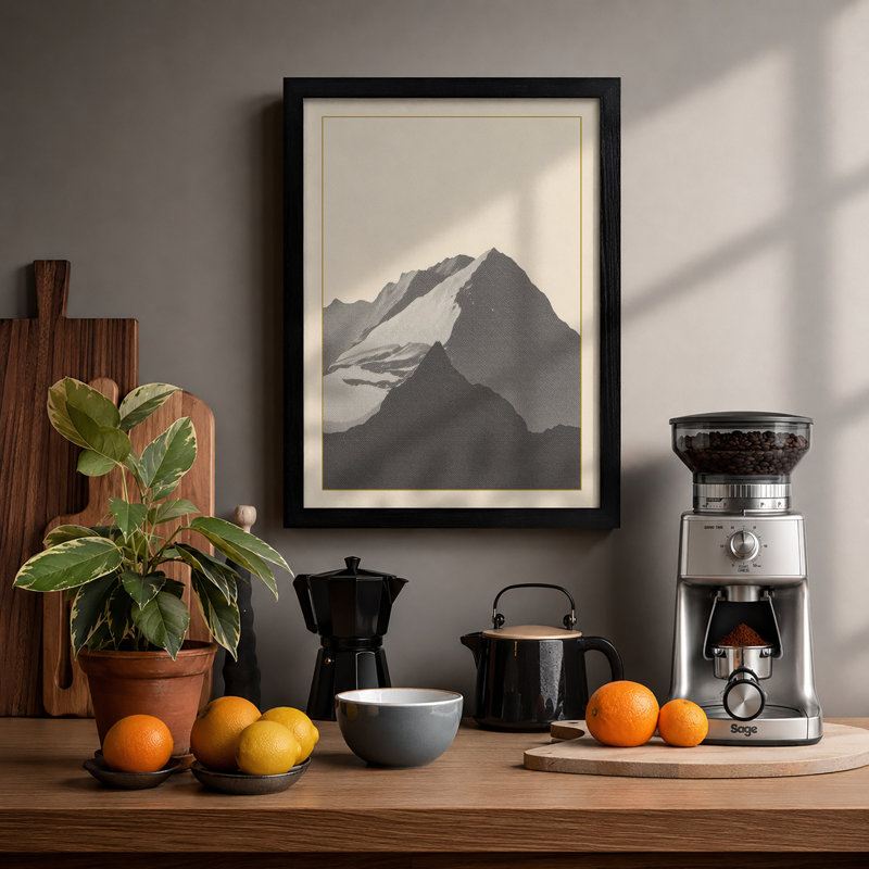 Mountain In Silence Minimalist - Print, Black, A3 - 42.0 x 29.7 cm