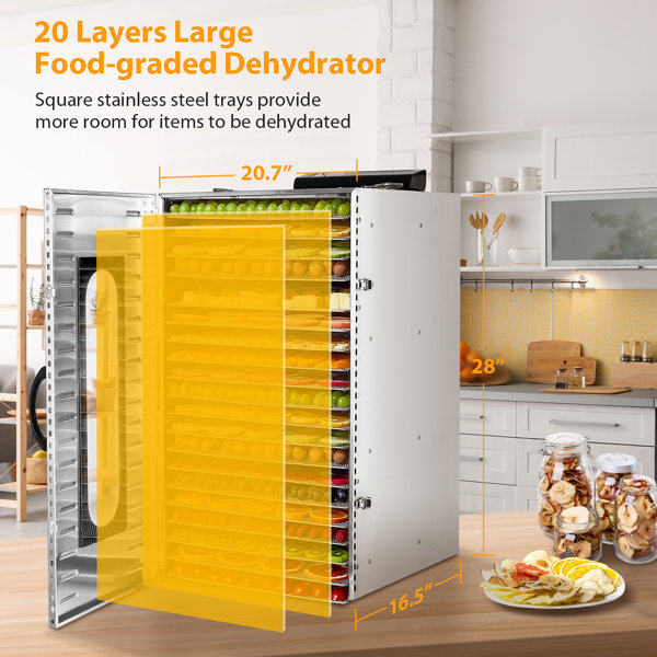 Domccy® Stainless Steel Food Dehydrator for food and Jerky 1500W 20 Layers  Food Dryer with Digital Adjustabl & Reviews