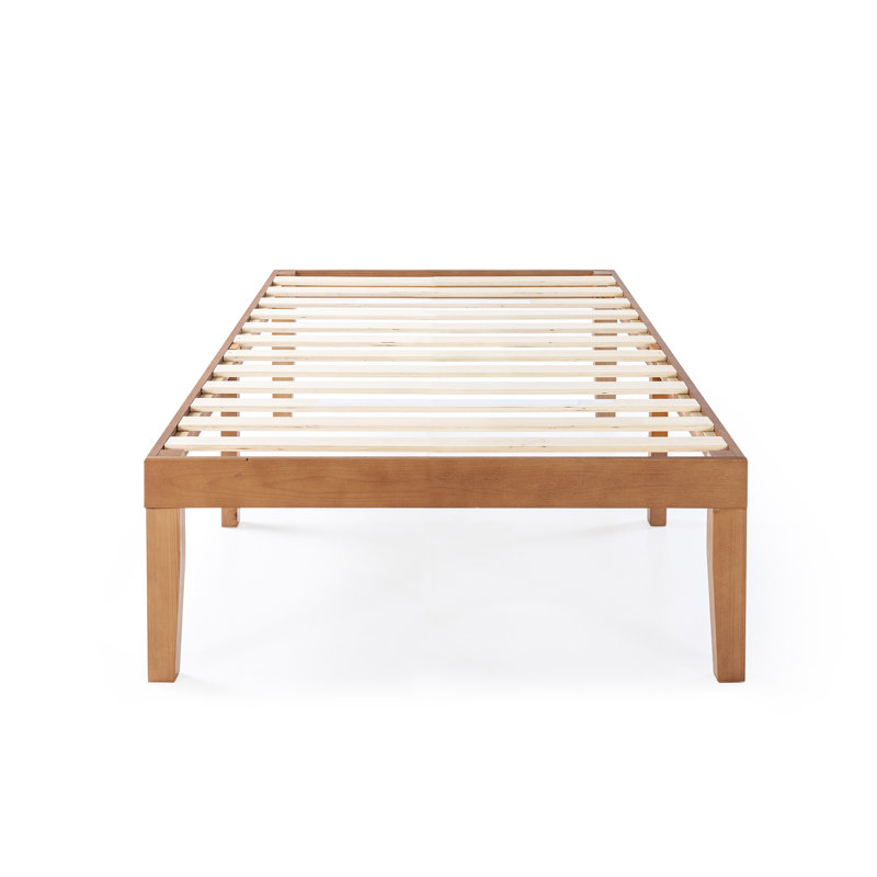 Lit plateforme en bois massif Kizer, Simple, Naturel