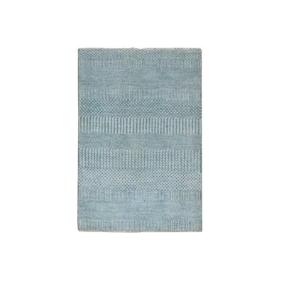 2'0" x 3'0" New Hand Knotted Blue Wool & Silk Rectangle Oriental Rug - MOA10276473