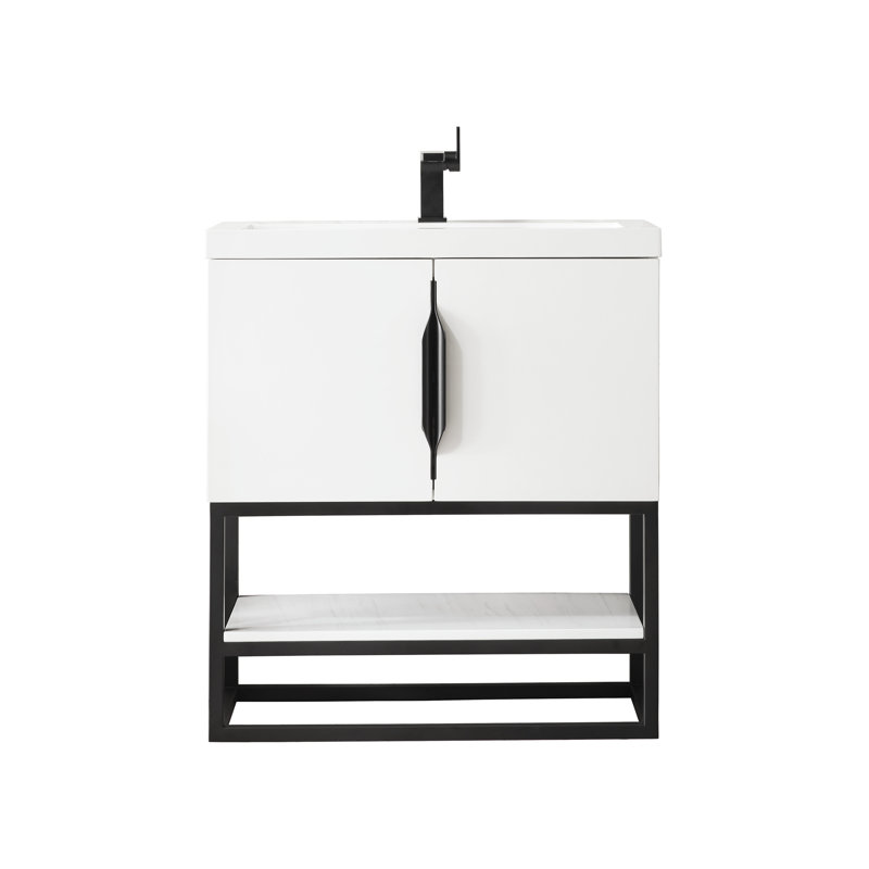 Keven 31.5'' W Single Vani, Latte Oak, Matte Black