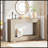 47” Farmhouse Console Table With Storage – Narrow Rustic Entryway Table With Open Shelf, Industrial Accent Sofa Table For Hallway, Living Room, Or Foyer, Grey Wood Grain Finish