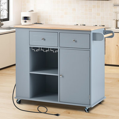 Marlenee Solid Wood Top Kitchen Cart