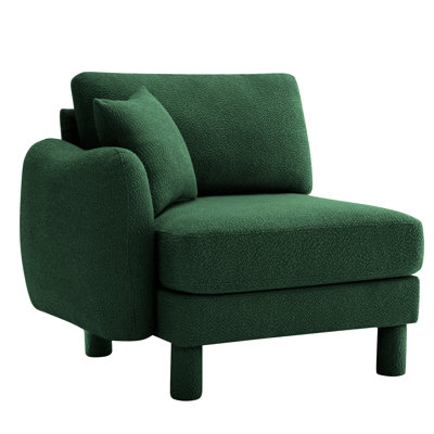 Avec coussin, 1, pieds cylindriques de conception moderne, structure, tissu bouclé doux, matériau respirant, rembourrage en mousse dense pour un confort décontracté de style 1, courbe élégante, support en bois, revêtement, salon
