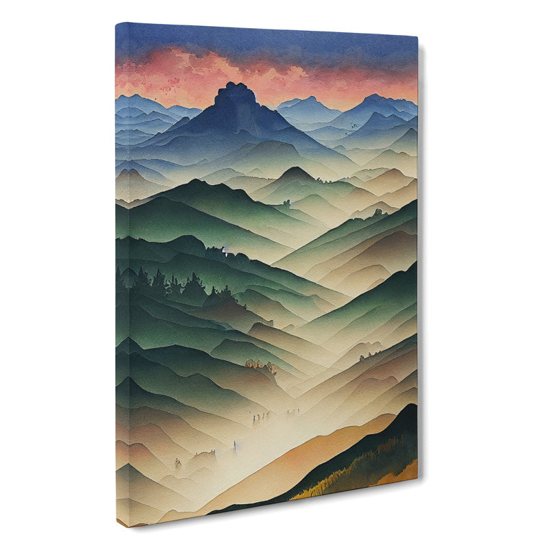 Misty Mountain Landscape - Wrapped Canvas Print, 50cm H x 35cm W x 3cm D