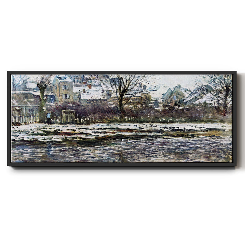 «Snow in Vetheuil», reproduction d'art encadrée sur toile par Claude Monet, H 8 po x l 20 po x P 1,5 po