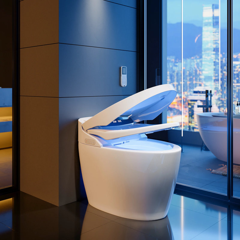 White Elongated One-Piece Smart Toilet with Heated Seat