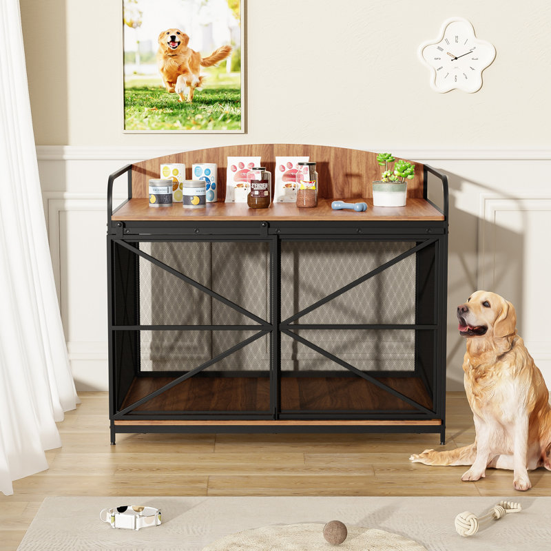 Meuble de rangement robuste pour chien de taille moyenne de 42,8 po GO, Brun