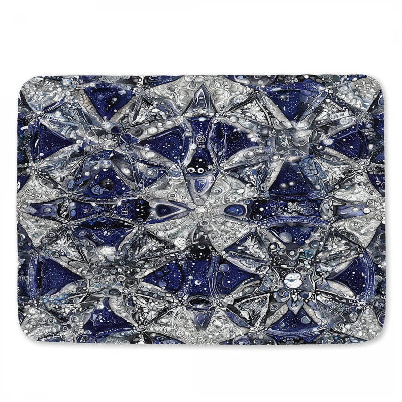 Tapis de bain mosaïque argenté décor géométrique de salle de bain Art Déco, L 34 po x l 21 po