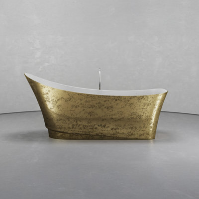 70.9” x 29.5” Deep Soaking Brass White Freestanding Slipper Bathtub