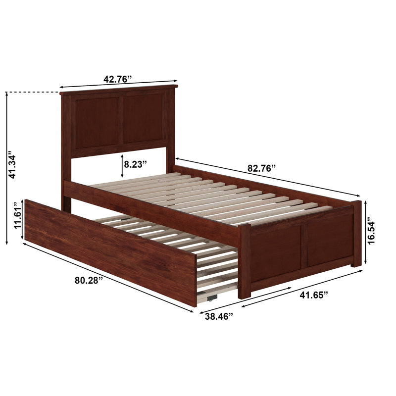Amear Platform Bed, Walnut, Extra-long Twin
