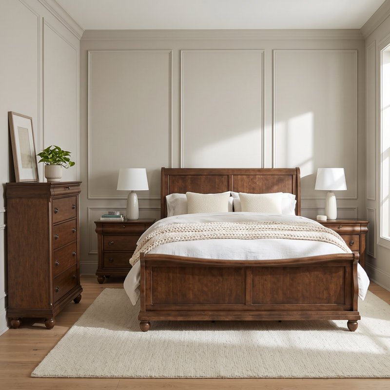 Lenny Astryd Bedroom Set, 6 Pcs: Bed, 2 Dressers, Mirror, 2 Nightstands, California King