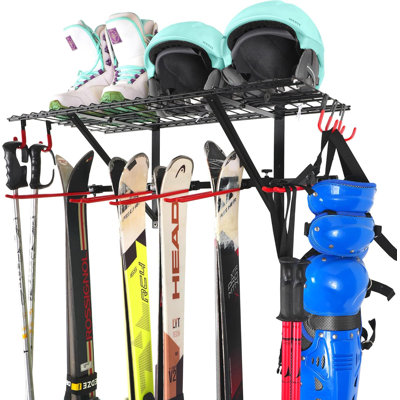Support mural, support à ski et planche à neige pour garage / remise, support pour équipement de ski de grande capacité
