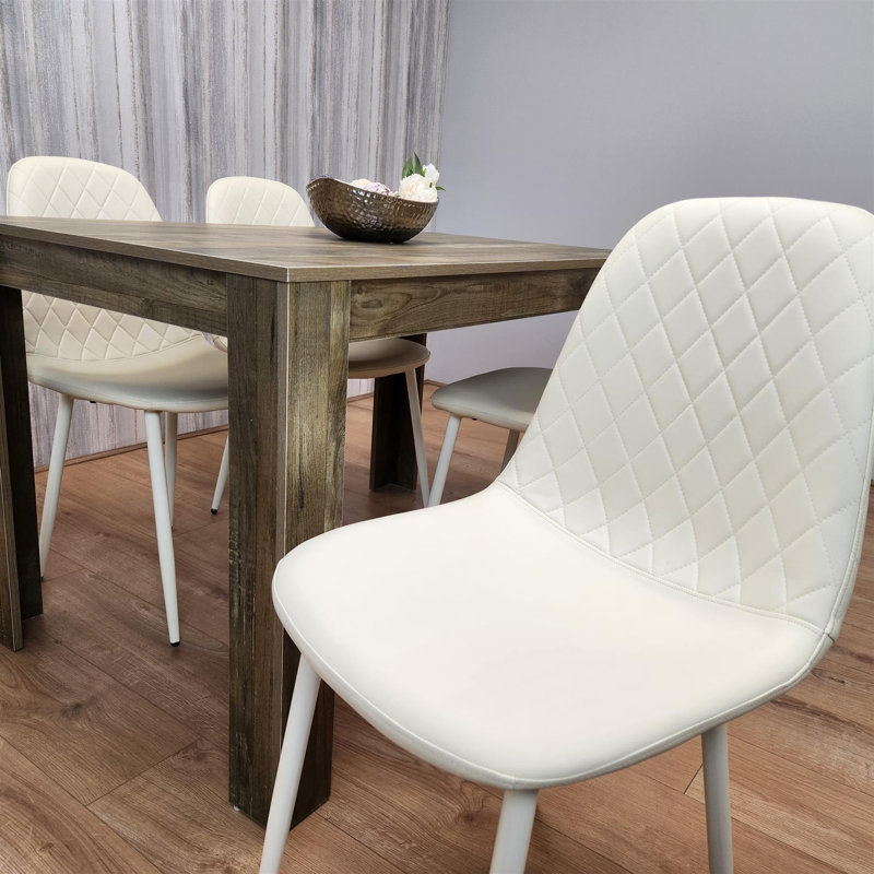 Aghaboy 4 - Person Dining Set, Natural, 75cm H x 117cm W x 77cm D, Cream