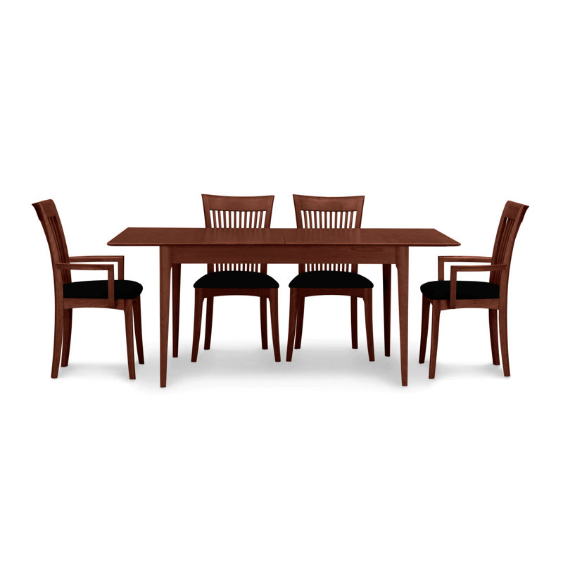 Sarah 4 - Person Solid Wood Top Four Leg Dining Set, Cognac Cherry, 30" H x 78" W x 40" D, Onyx Microsuede