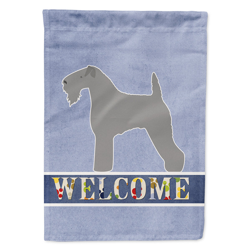 Polyester 2 côtés 40 x 28 po welcome drapeau maison, Kerry Blue Terrier