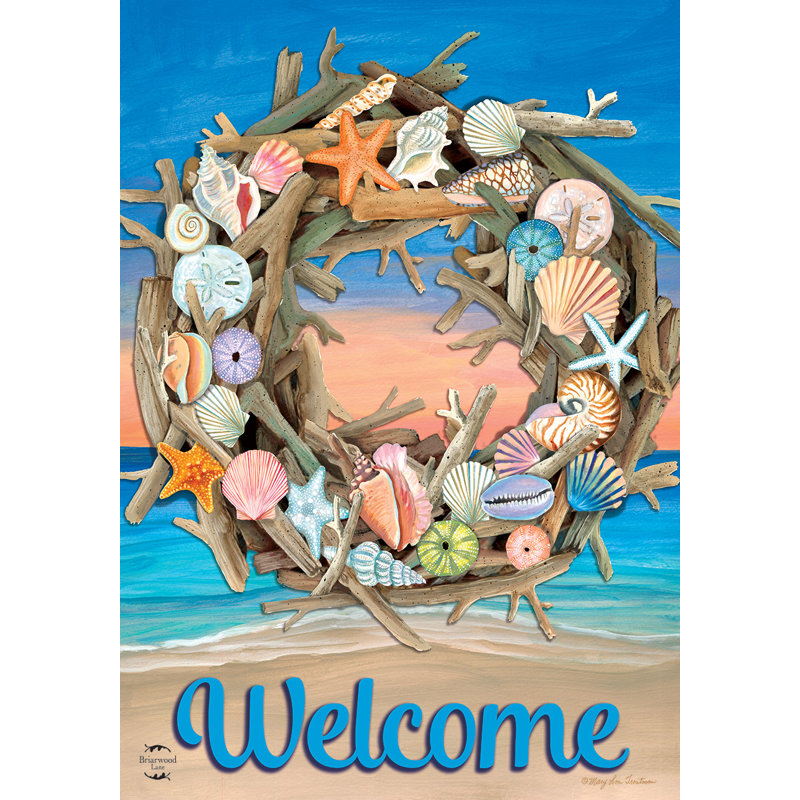Drapeau de maison d'été Driftwood Wreath