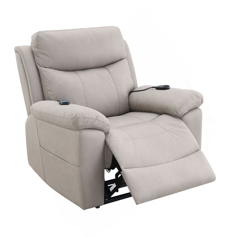 Fauteuil inclinable électrique en microfibre Chriki, Gris clair