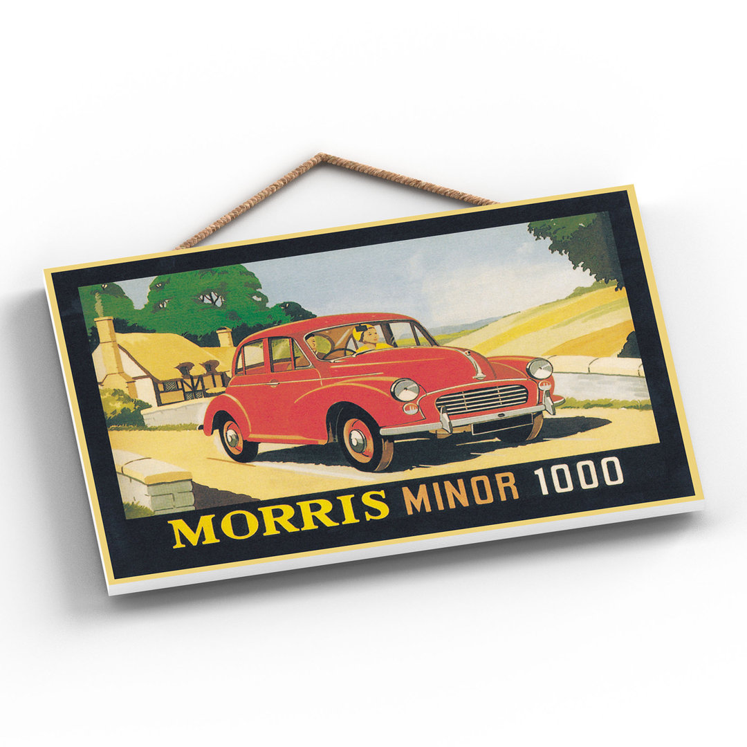 Morris Minor Vintage Retro Poster Design On Wooden Plaque