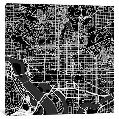 " Washington D.C. Urban Roadway Map (Black) " Graphic Art
