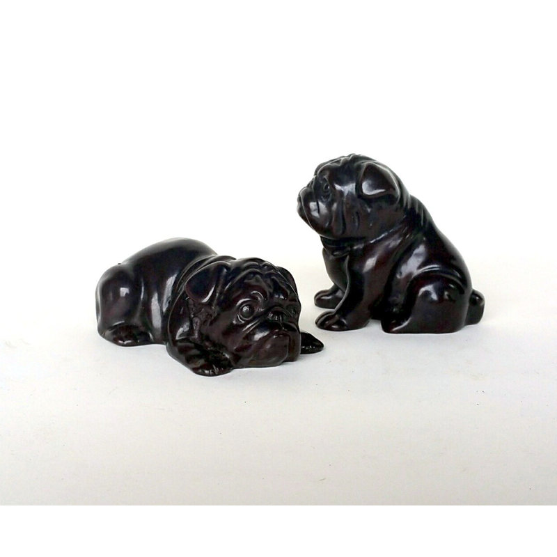 Ensemble de figurine 2 pièces en résine et pied bull dog Steen