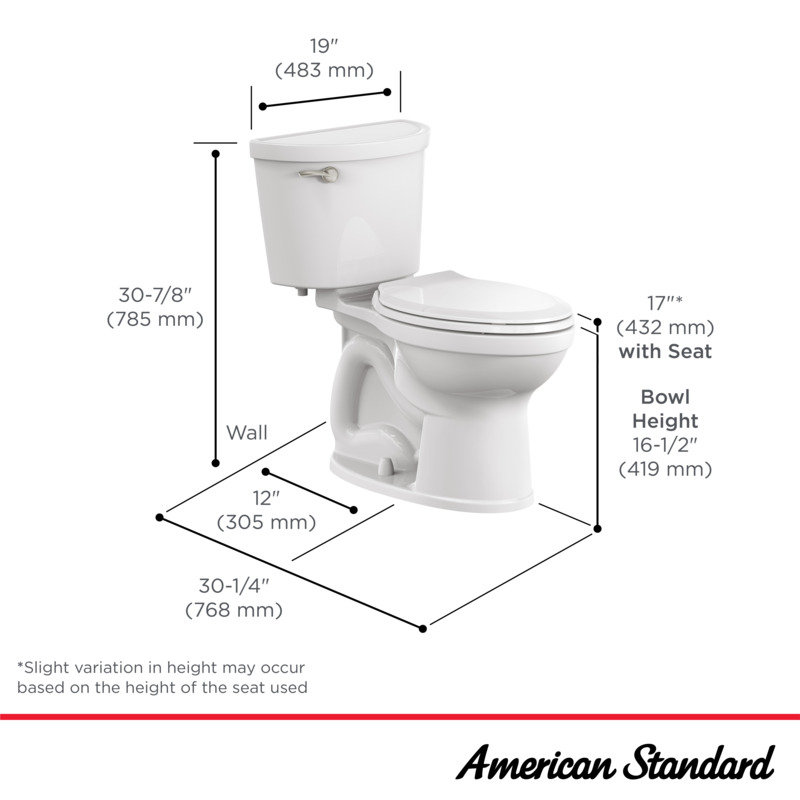 American Standard Champion PRO Two-Piece Toilet with Slow-Close Seat & Wax Ring, Chair Height, White
