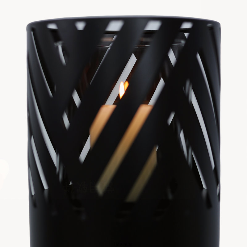 Ensemble de 2 colonnes de lanternes décoratives noires de style industriel pour l'extérieur et l'intérieur, 37,5 et 29,5 pouces