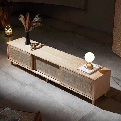 Meuble télé moderne et minimaliste en rotin avec rangement