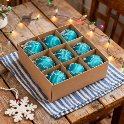 9 Pcs Satin Christmas Ornaments, 3.2 Inch Large Ball Hanging Ornament Xmas Balls, Christmas Tree Decorations Party Hanging Decor(Blue)