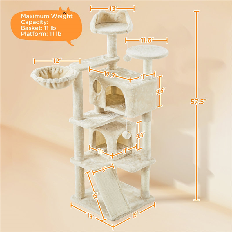 Arbre à chat 57,5 po Topeka, Beige