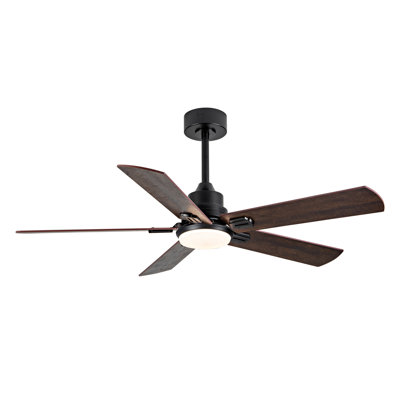 52" Smart DC Motor Ceiling Fan with Light, Dual Finish Black/Walnut Reversible Blades, Dimmable LED Indoor/Outdoor Fan for Living Room & Patio