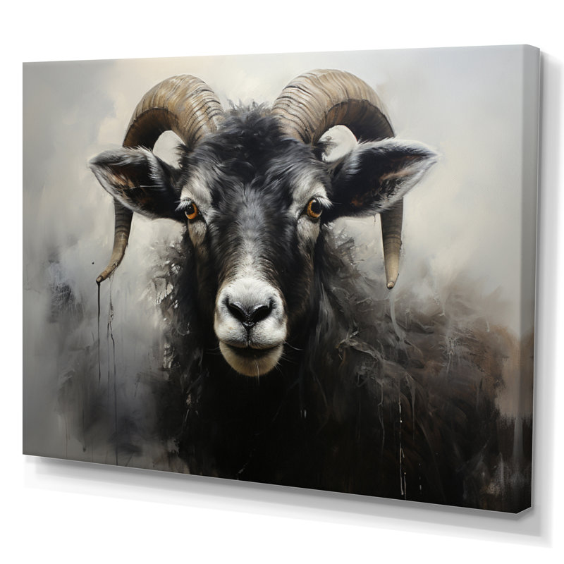 " Charcoal Sheep Beauty II ", 34" H x 44" W x 1.5" D, Wrapped Canvas