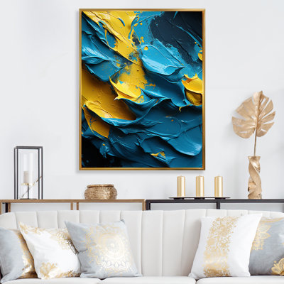 «Rough Love Slavic», peinture abstraite jaune bleu - reproduction d'art sur toile