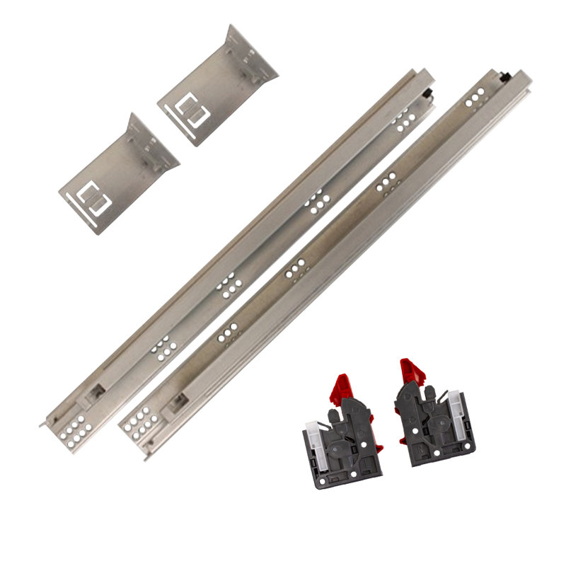 Soft Close Full Extension Bottom Mount Metal Drawer Slide, 1.75" Hx 18" W x 2" D