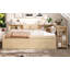 Lit de jour simple avec couchette, structure de lit de jour en bois avec tiroirs de rangement, tablettes latérales et bureau-130175055