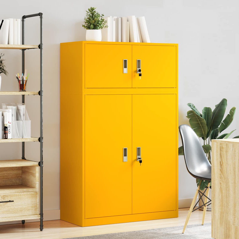 Storage Cabinet, Mustard Yellow