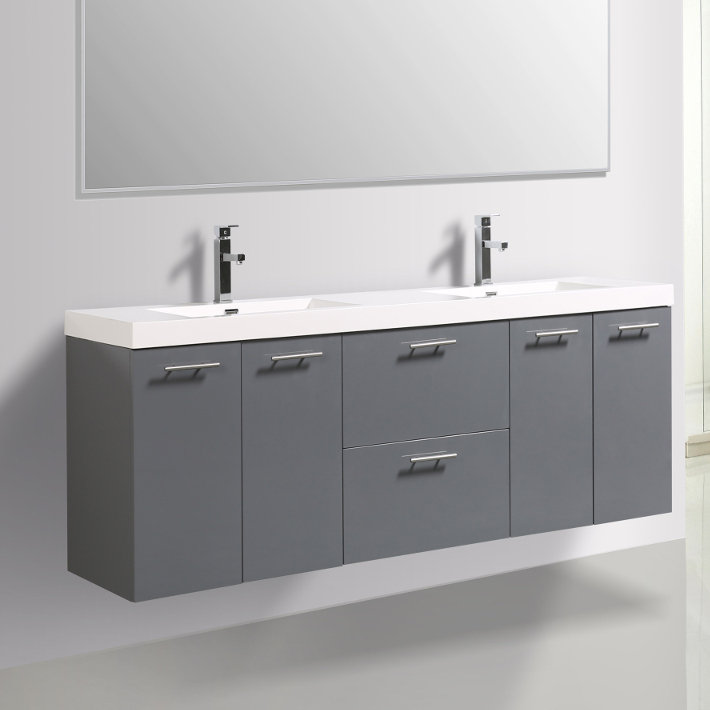 Leffler 84'' Double Bathroom Vanity with Plastic Top