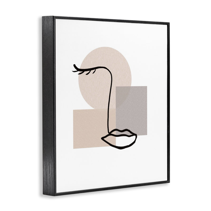 «Minimal Face», estampe numérique par Chen Alyesh, Giclée encadrée noir minuit, H 20 po x l 16 po