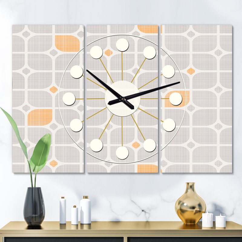 Très grande horloge murale rétro géométrique ii Mid-Century