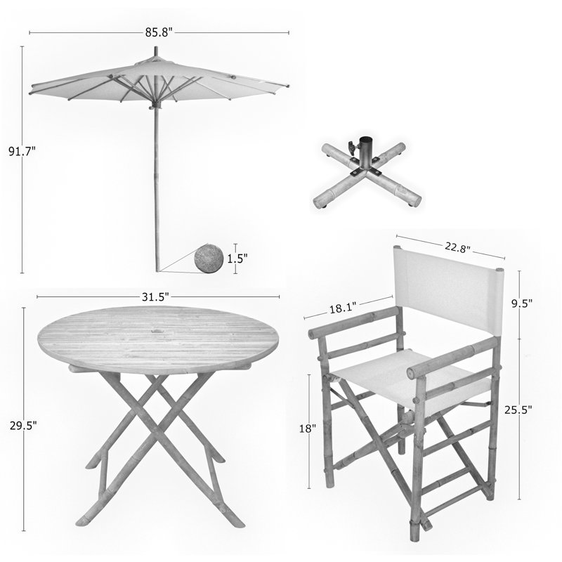 Ensemble repas d’extérieur 6 pièces Luedtke, Bandes blanches