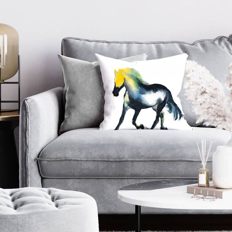 Galloping horse - 16"x16" Throw pillow - Poly twill - Print on demand