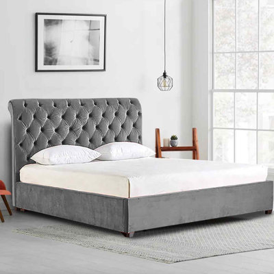 Upholstered Velvet Sleigh Bed